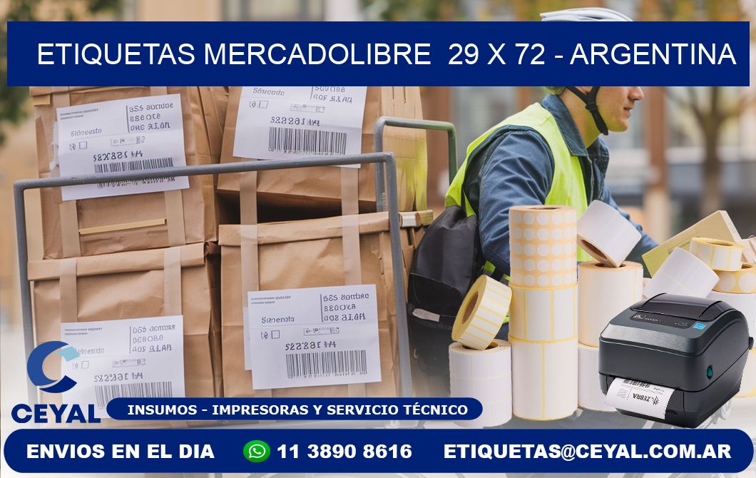 ETIQUETAS MERCADOLIBRE  29 x 72 - ARGENTINA