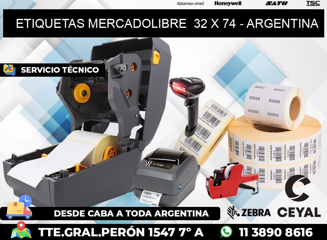 ETIQUETAS MERCADOLIBRE  32 x 74 - ARGENTINA