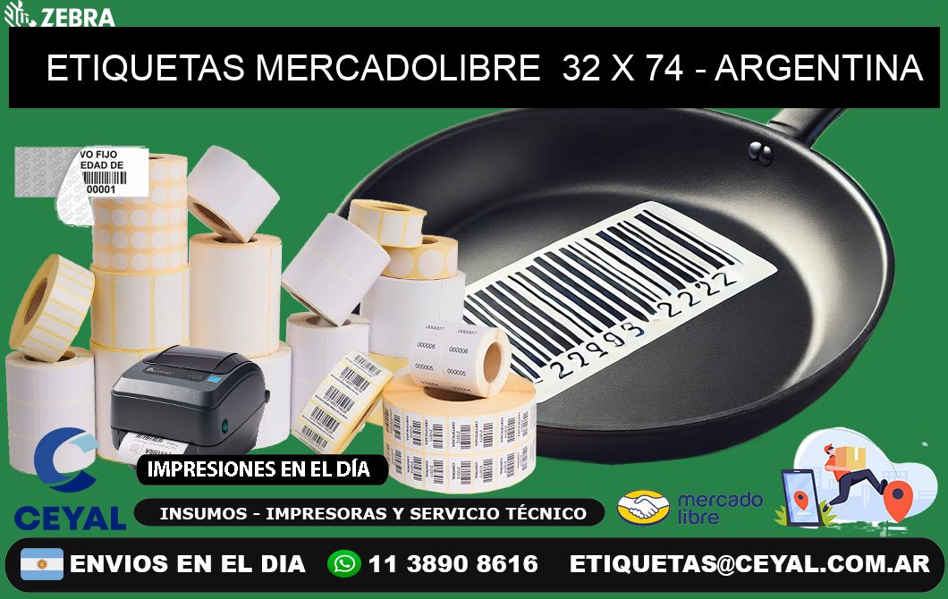 ETIQUETAS MERCADOLIBRE  32 x 74 - ARGENTINA