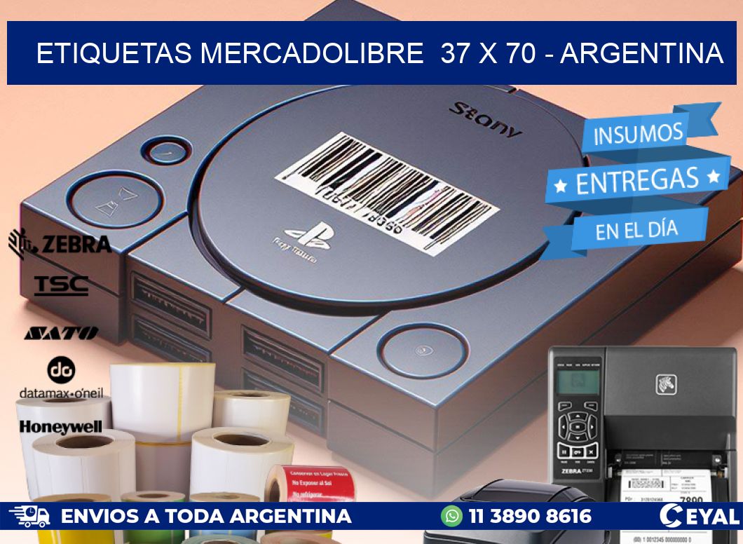 ETIQUETAS MERCADOLIBRE  37 x 70 - ARGENTINA