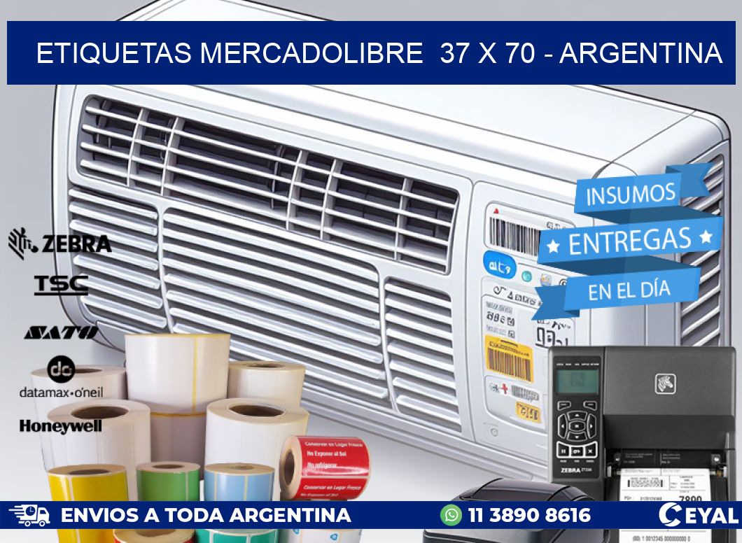 ETIQUETAS MERCADOLIBRE  37 x 70 - ARGENTINA