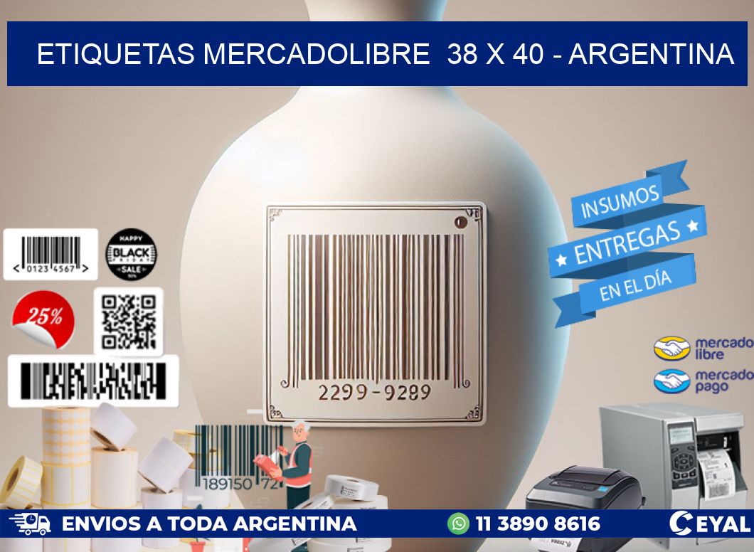 ETIQUETAS MERCADOLIBRE  38 x 40 - ARGENTINA