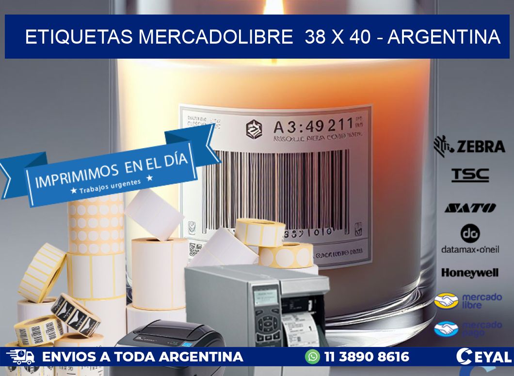 ETIQUETAS MERCADOLIBRE  38 x 40 - ARGENTINA