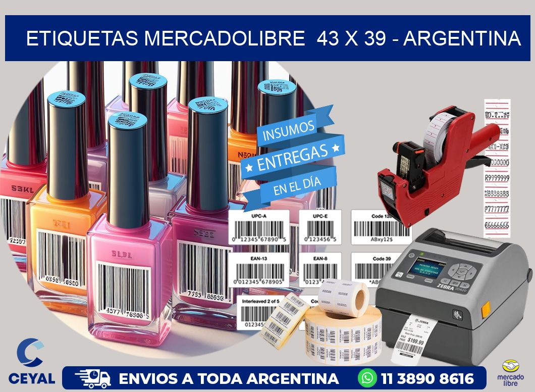 ETIQUETAS MERCADOLIBRE  43 x 39 - ARGENTINA