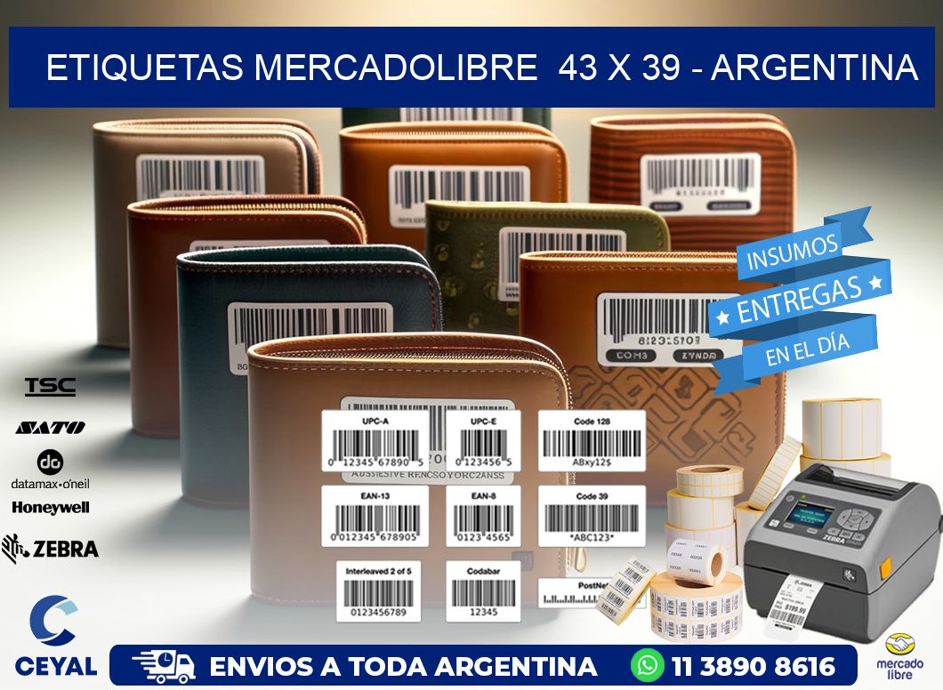 ETIQUETAS MERCADOLIBRE  43 x 39 - ARGENTINA