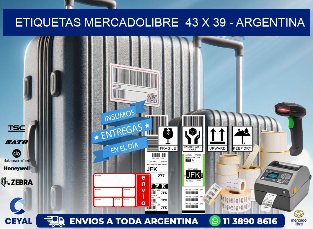 ETIQUETAS MERCADOLIBRE  43 x 39 - ARGENTINA