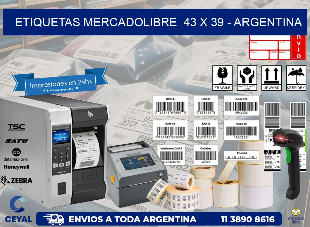 ETIQUETAS MERCADOLIBRE  43 x 39 - ARGENTINA