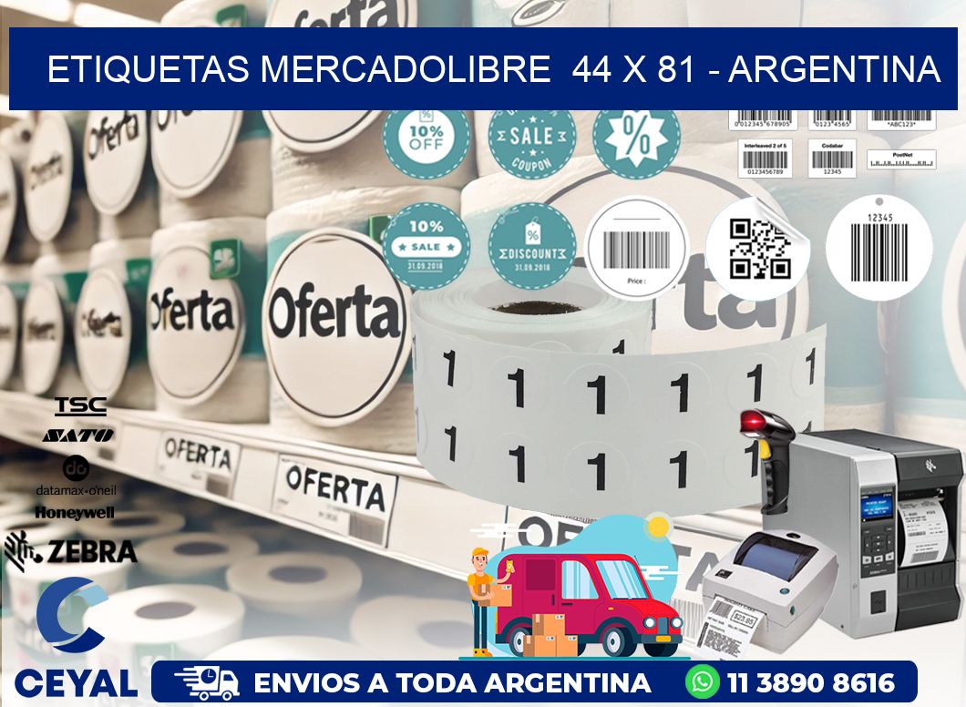 ETIQUETAS MERCADOLIBRE  44 x 81 - ARGENTINA