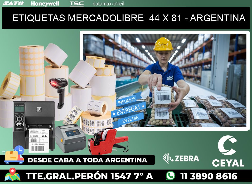 ETIQUETAS MERCADOLIBRE  44 x 81 - ARGENTINA