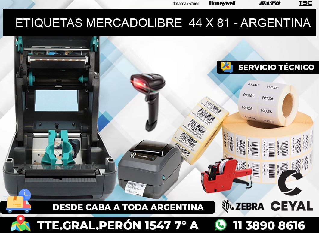 ETIQUETAS MERCADOLIBRE  44 x 81 - ARGENTINA