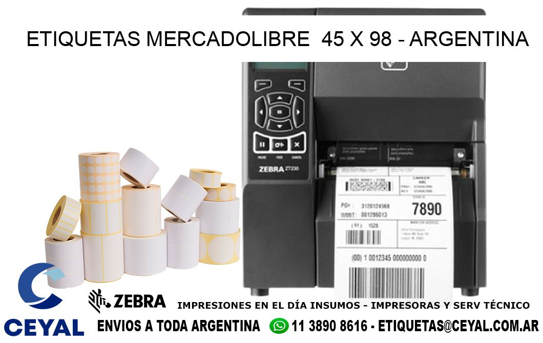 ETIQUETAS MERCADOLIBRE  45 x 98 - ARGENTINA