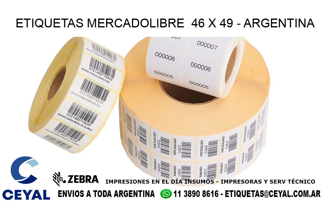 ETIQUETAS MERCADOLIBRE  46 x 49 - ARGENTINA