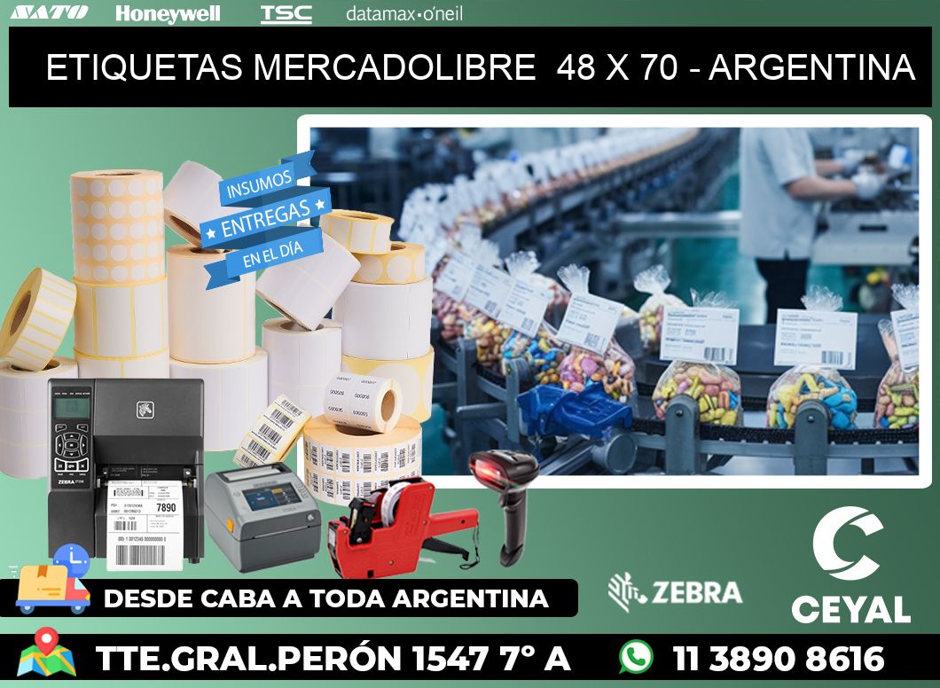 ETIQUETAS MERCADOLIBRE  48 x 70 - ARGENTINA