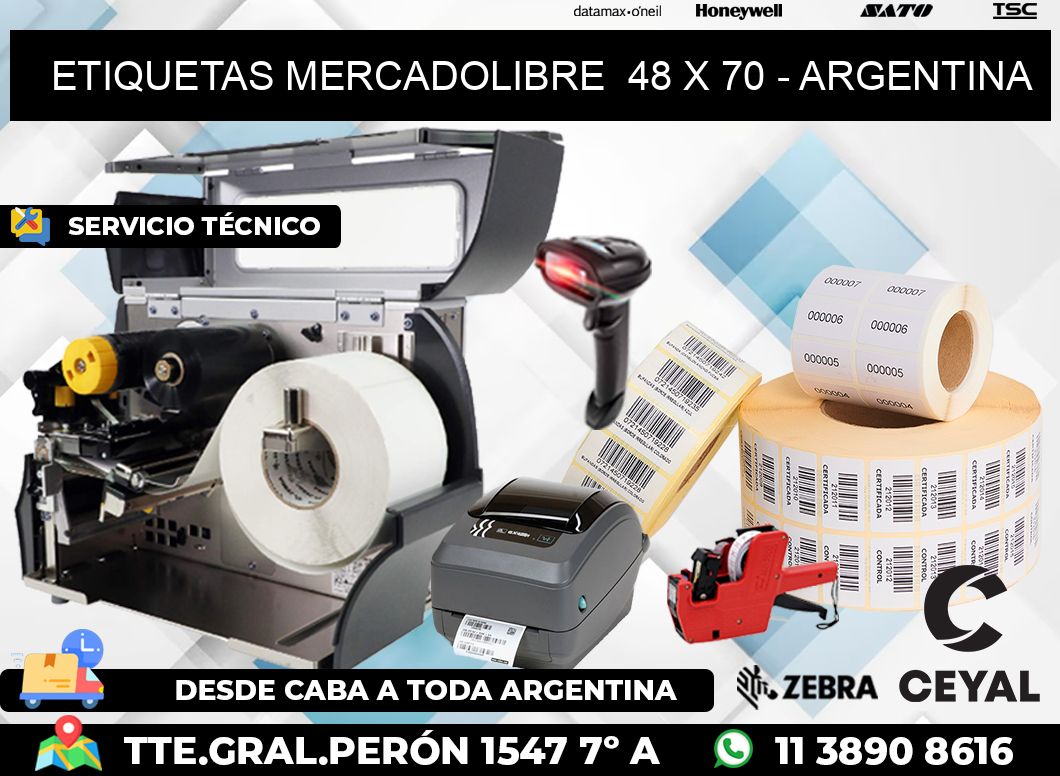 ETIQUETAS MERCADOLIBRE  48 x 70 - ARGENTINA