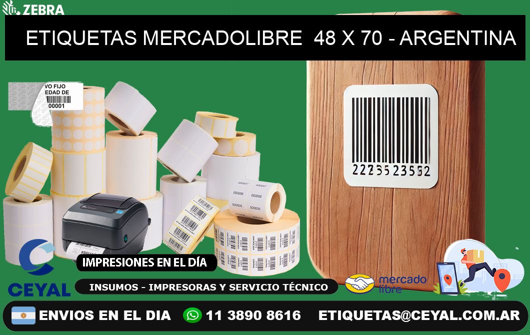 ETIQUETAS MERCADOLIBRE  48 x 70 - ARGENTINA