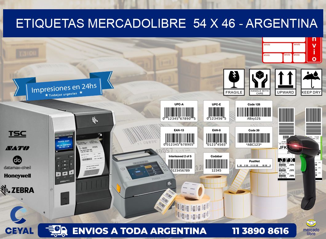 ETIQUETAS MERCADOLIBRE  54 x 46 - ARGENTINA