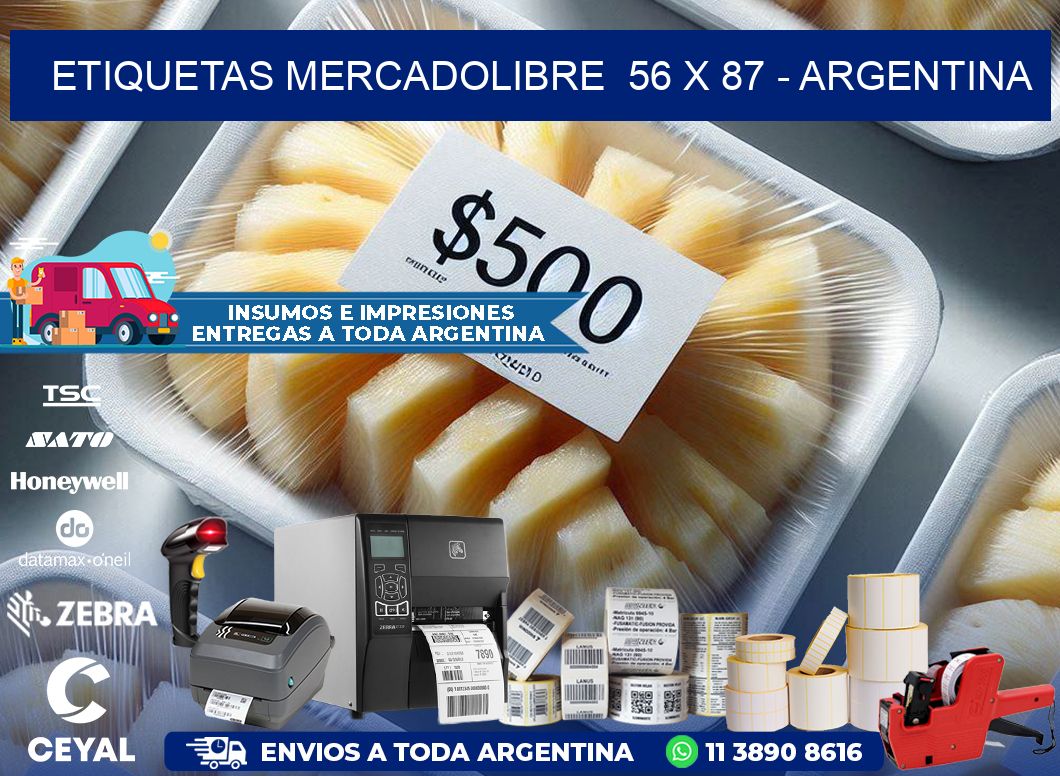 ETIQUETAS MERCADOLIBRE  56 x 87 - ARGENTINA