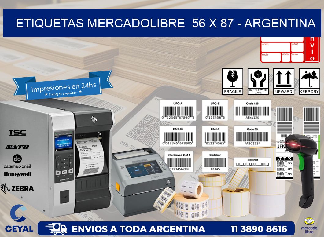 ETIQUETAS MERCADOLIBRE  56 x 87 - ARGENTINA