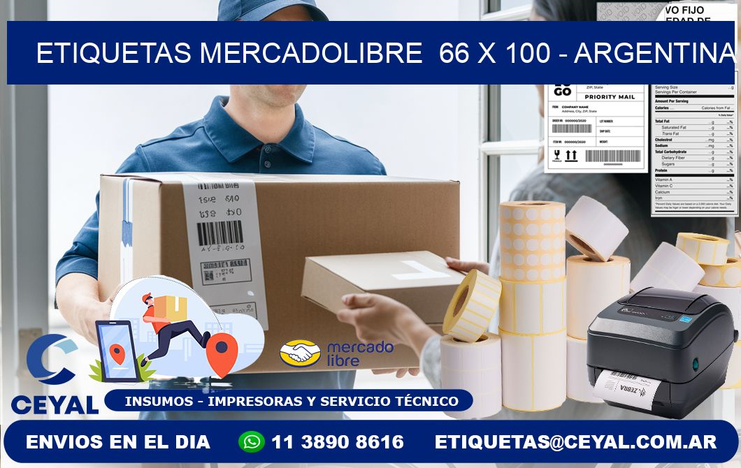 ETIQUETAS MERCADOLIBRE  66 x 100 - ARGENTINA