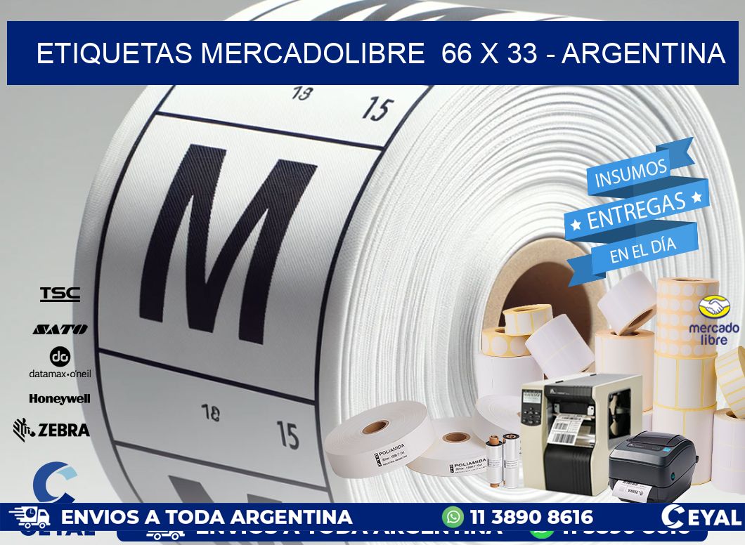 ETIQUETAS MERCADOLIBRE  66 x 33 - ARGENTINA