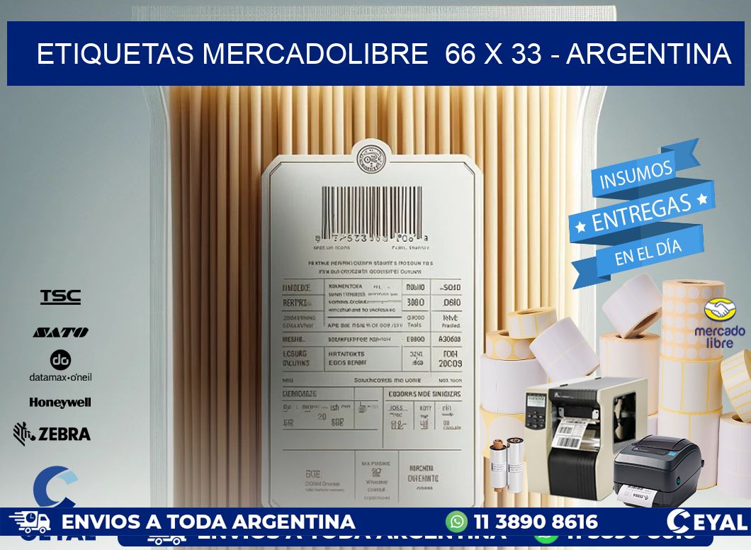 ETIQUETAS MERCADOLIBRE  66 x 33 - ARGENTINA