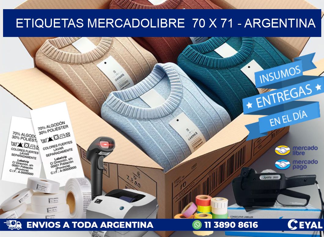 ETIQUETAS MERCADOLIBRE  70 x 71 – ARGENTINA