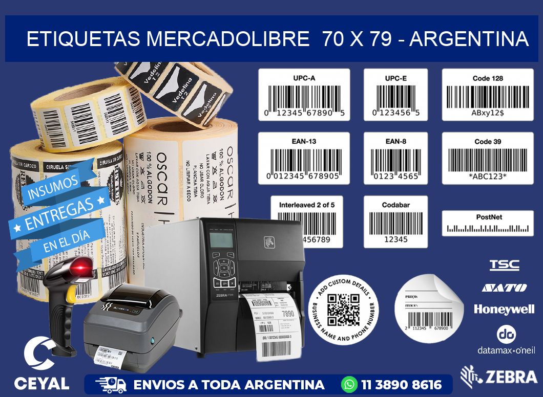 ETIQUETAS MERCADOLIBRE  70 x 79 - ARGENTINA