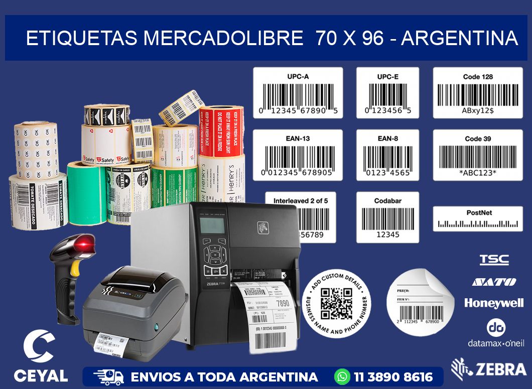 ETIQUETAS MERCADOLIBRE  70 x 96 - ARGENTINA