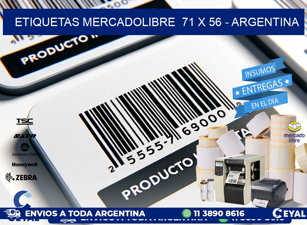 ETIQUETAS MERCADOLIBRE  71 x 56 - ARGENTINA