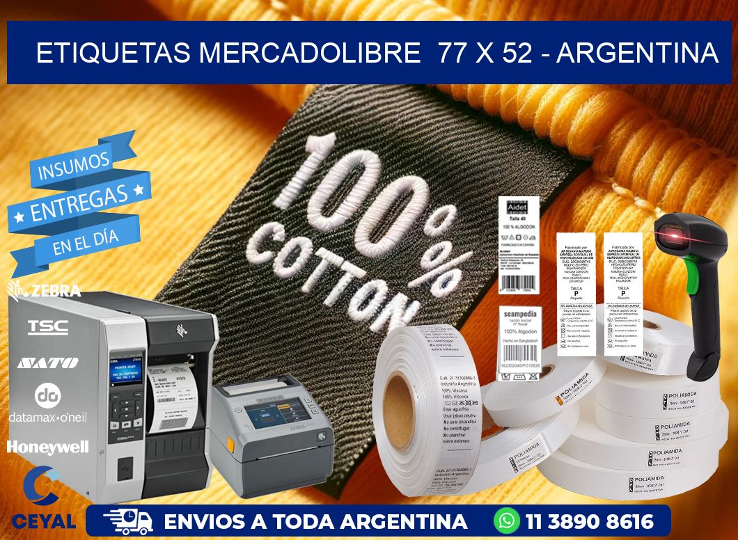 ETIQUETAS MERCADOLIBRE 77 x 52 - ARGENTINA