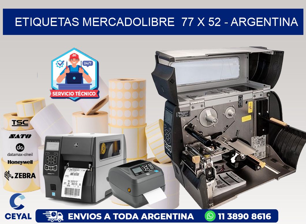 ETIQUETAS MERCADOLIBRE 77 x 52 - ARGENTINA