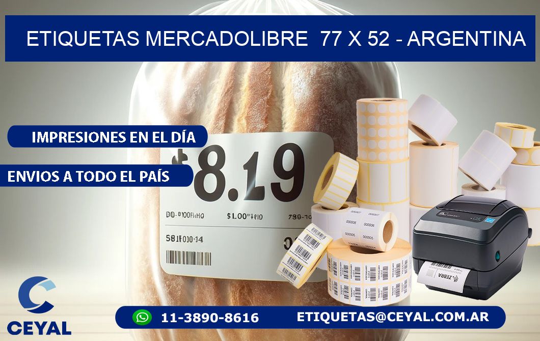 ETIQUETAS MERCADOLIBRE 77 x 52 - ARGENTINA