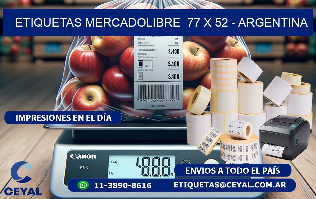 ETIQUETAS MERCADOLIBRE 77 x 52 - ARGENTINA