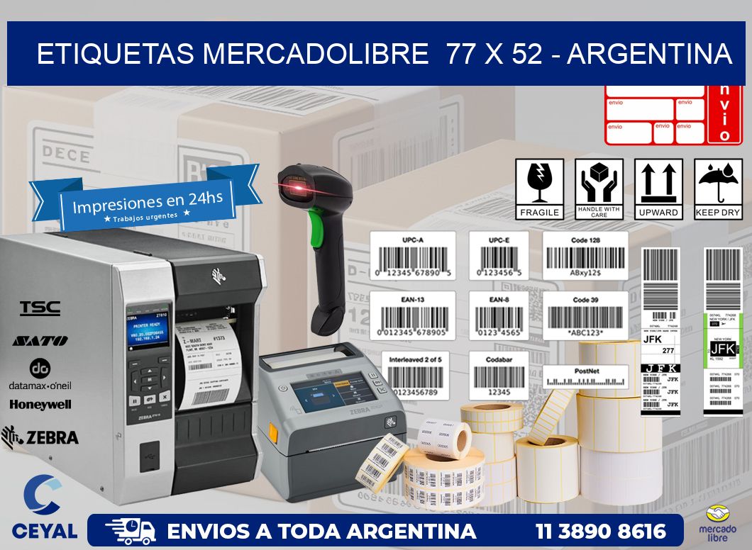 ETIQUETAS MERCADOLIBRE  77 x 52 – ARGENTINA