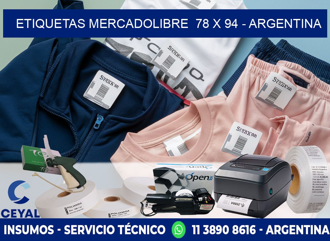 ETIQUETAS MERCADOLIBRE  78 x 94 - ARGENTINA