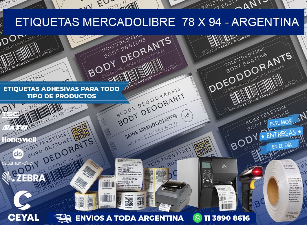 ETIQUETAS MERCADOLIBRE  78 x 94 - ARGENTINA