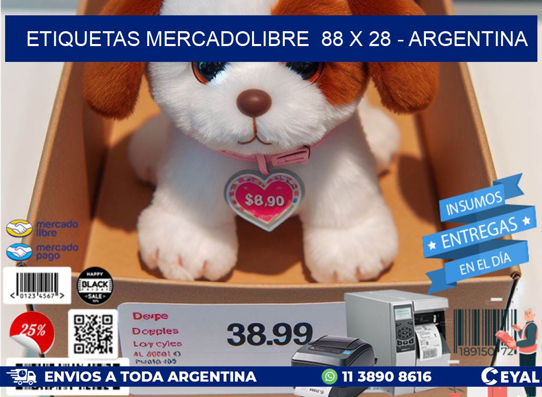 ETIQUETAS MERCADOLIBRE  88 x 28 - ARGENTINA