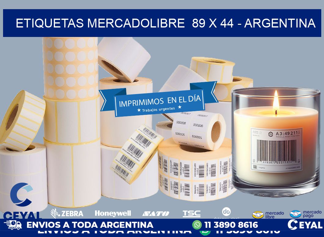 ETIQUETAS MERCADOLIBRE  89 x 44 - ARGENTINA