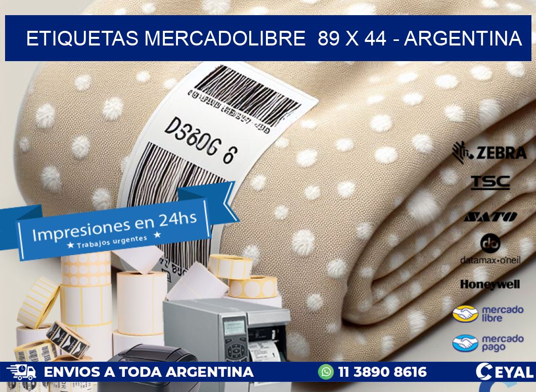 ETIQUETAS MERCADOLIBRE  89 x 44 - ARGENTINA