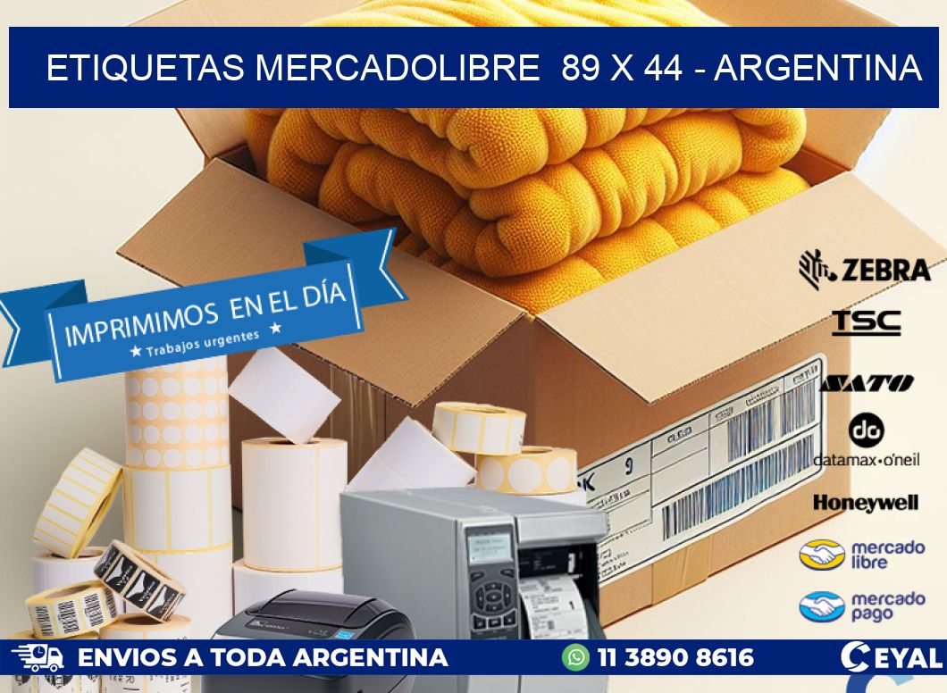 ETIQUETAS MERCADOLIBRE  89 x 44 - ARGENTINA