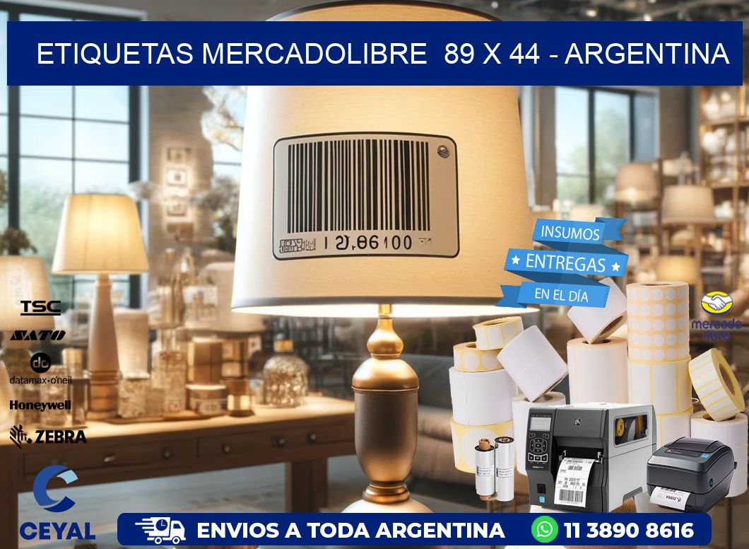 ETIQUETAS MERCADOLIBRE  89 x 44 - ARGENTINA