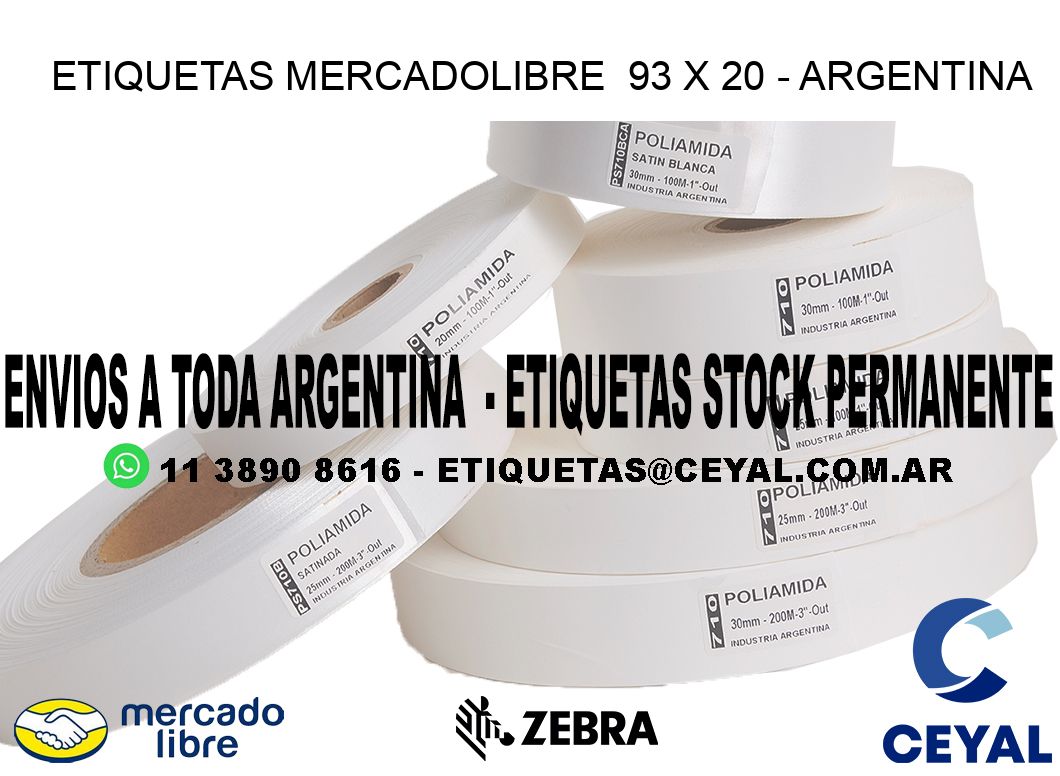 ETIQUETAS MERCADOLIBRE  93 x 20 - ARGENTINA