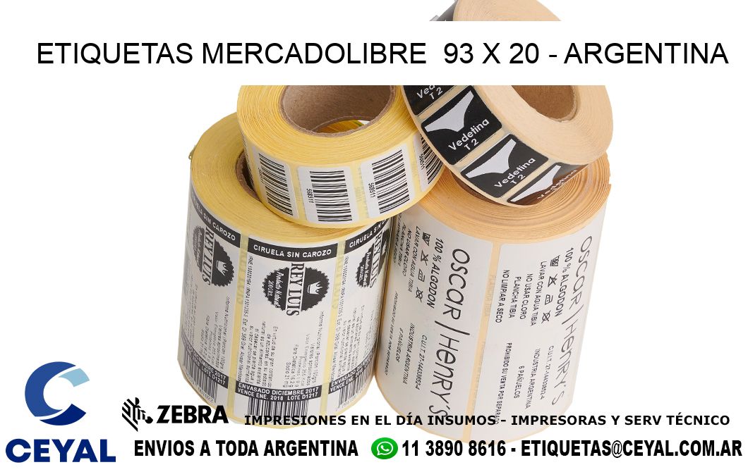 ETIQUETAS MERCADOLIBRE  93 x 20 - ARGENTINA