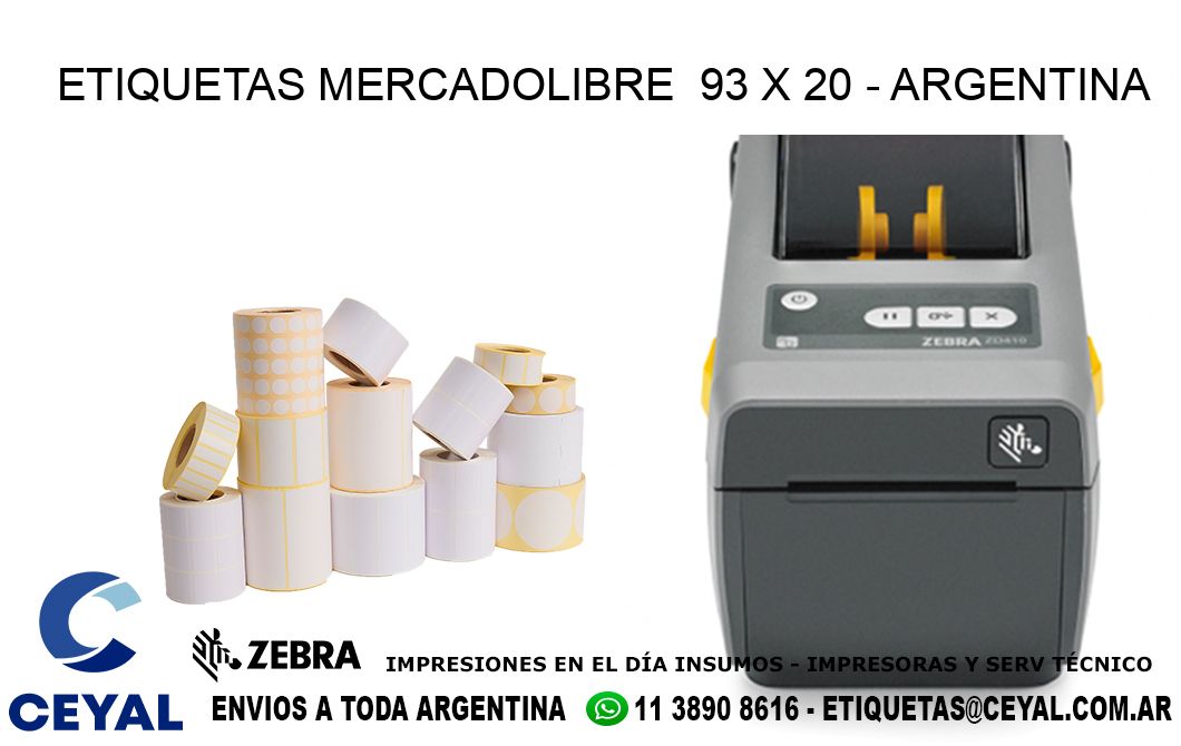 ETIQUETAS MERCADOLIBRE  93 x 20 - ARGENTINA