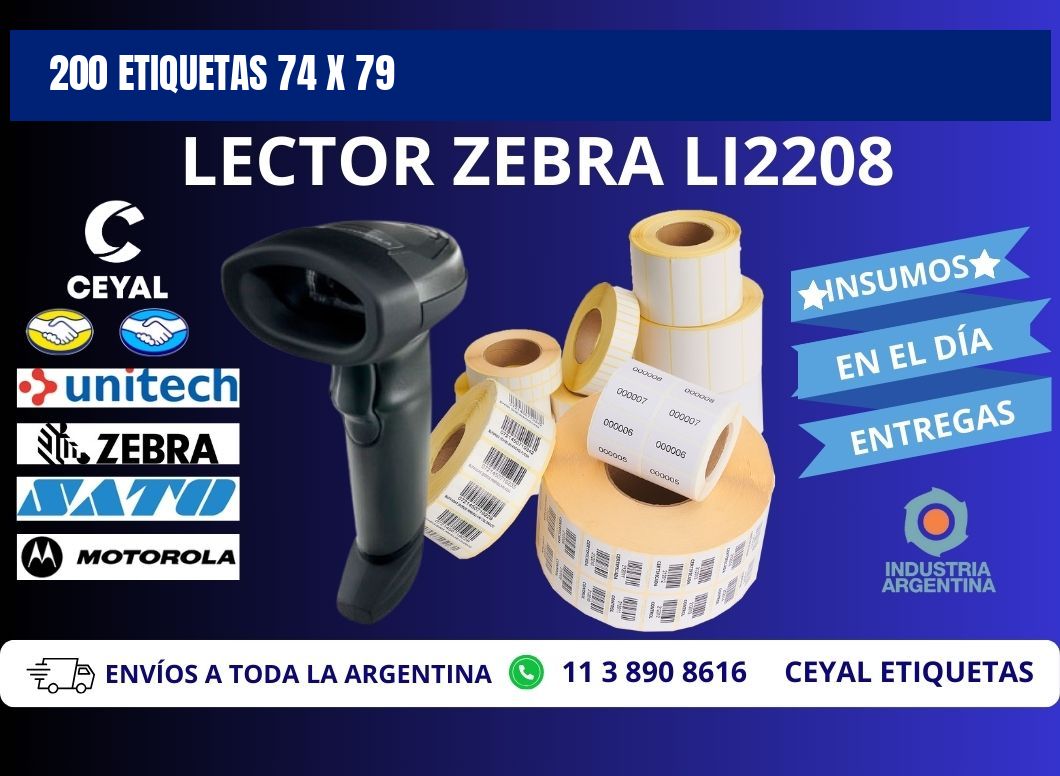 200 ETIQUETAS 74 x 79