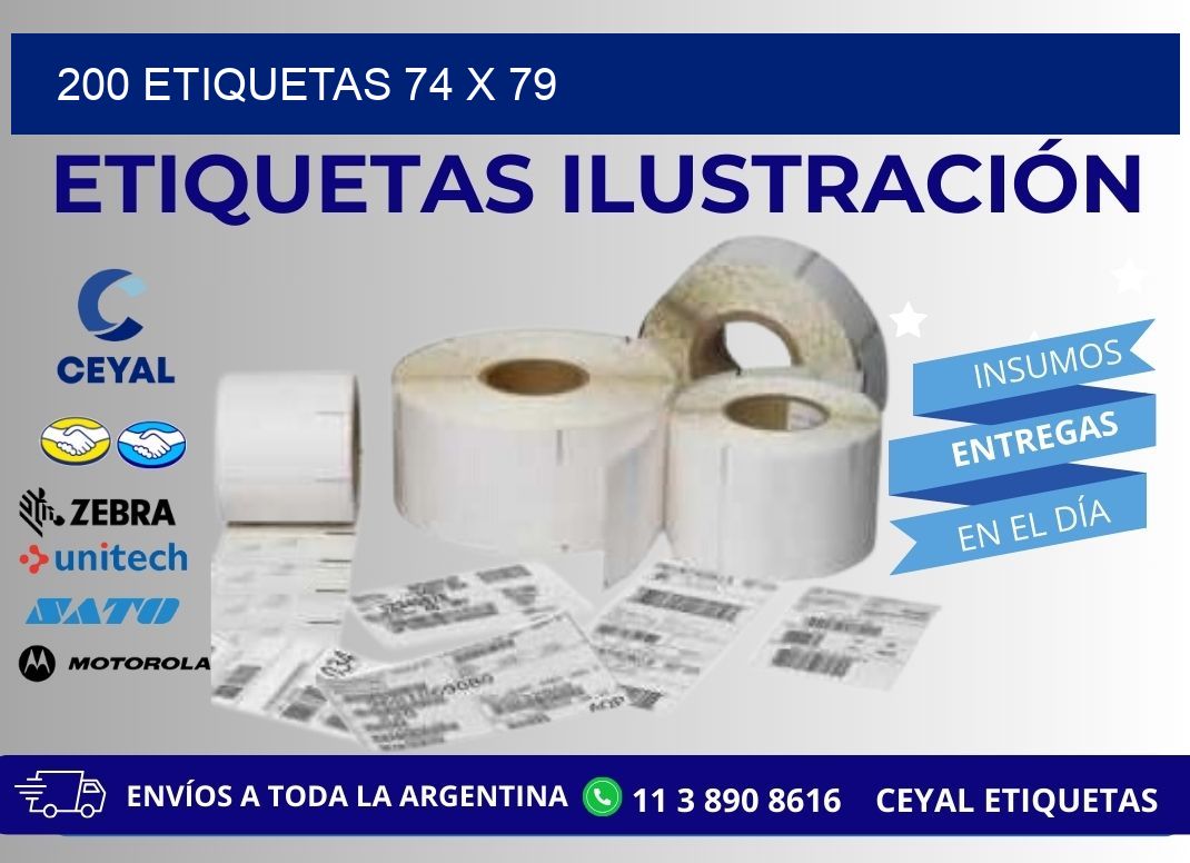 200 ETIQUETAS 74 x 79