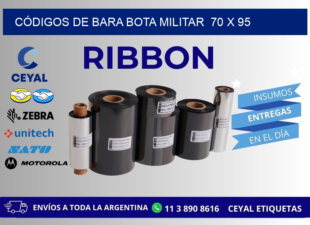 CÓDIGOS DE BARA BOTA MILITAR  70 x 95