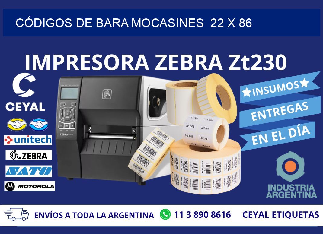 CÓDIGOS DE BARA MOCASINES  22 x 86