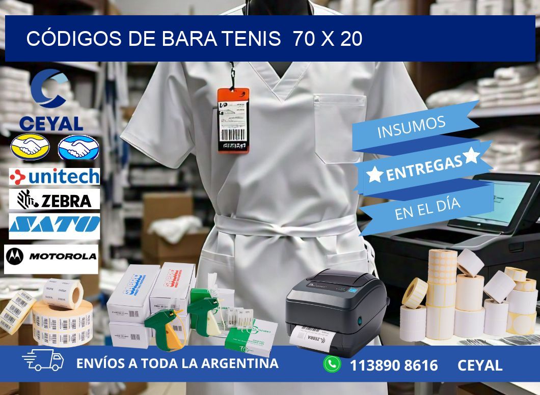 CÓDIGOS DE BARA TENIS  70 x 20