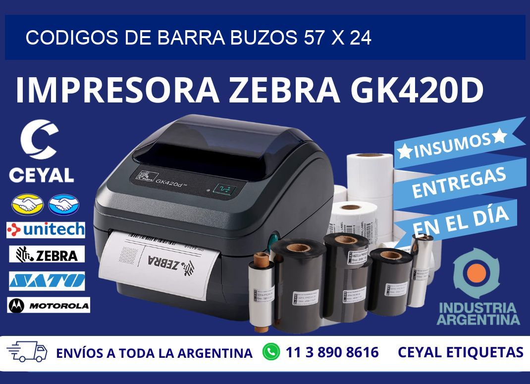 CODIGOS DE BARRA BUZOS 57 x 24